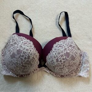 Victoria's Secret Burgundy and White Lace Bra